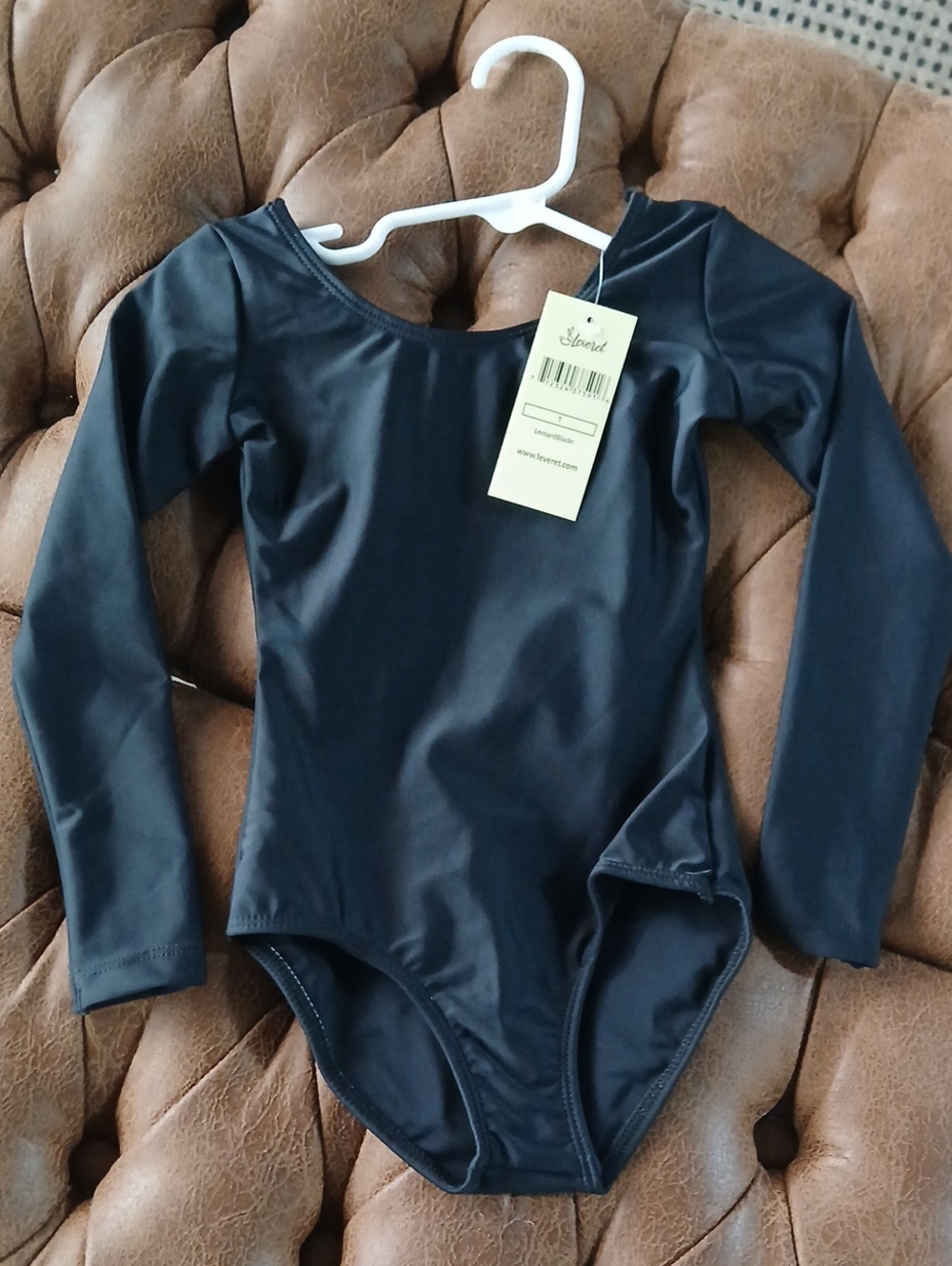 Girls' Black Long-Sleeve One-Piece Leotard